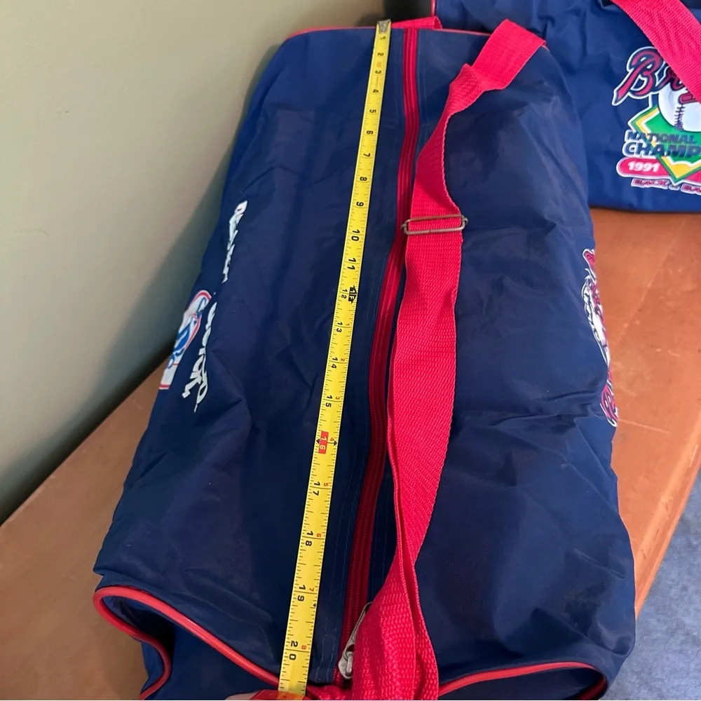 Vintage Atlanta Braves 91 92 Championship Baseball Soft Sided Duffle Gym Bag MLB